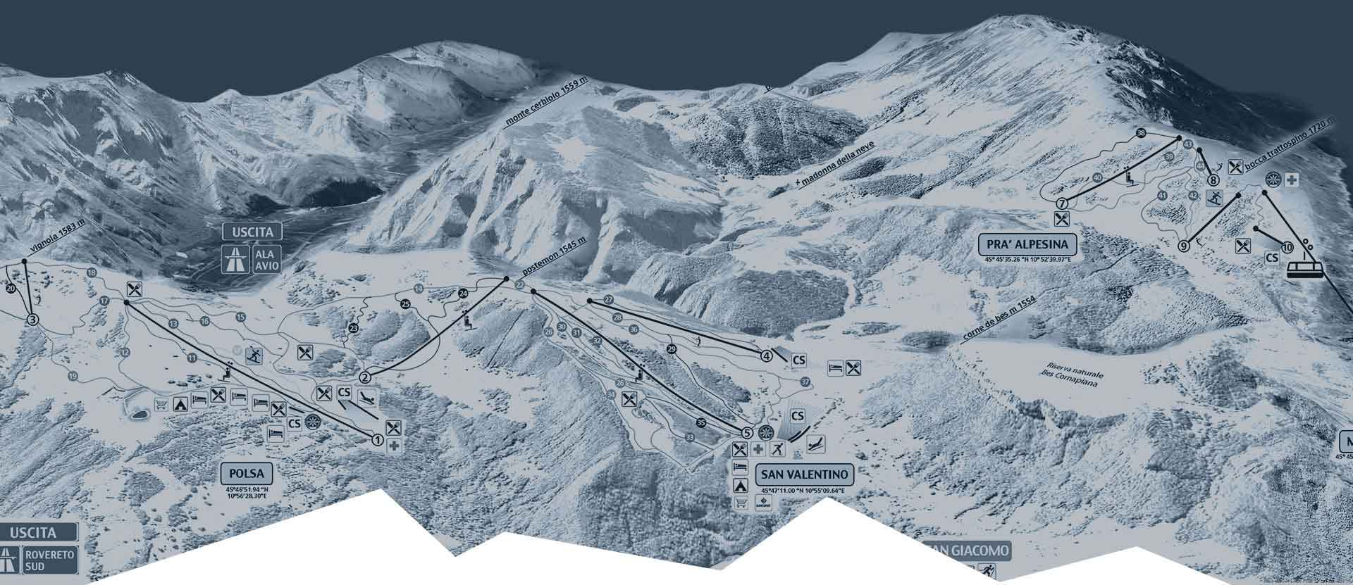 Brentonico Ski Map Background Filter